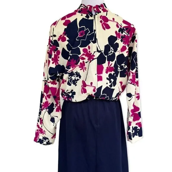 Vintage 60’s/70’s Floral High Neck Maxi Dress with Dolman sleeves L - Picture 3 of 13